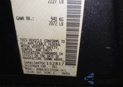 2016 Nissan Altima 2.5 from USA, damaged, VIN 1N4AL3AP7GC152817